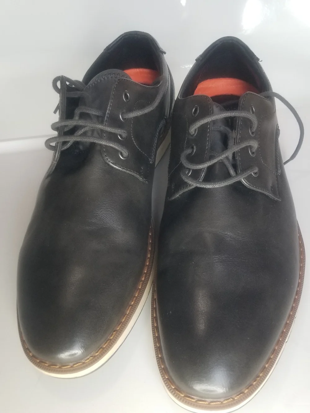Mix No. 6 Men’s Black Leather Derby Shoes with White Sole
